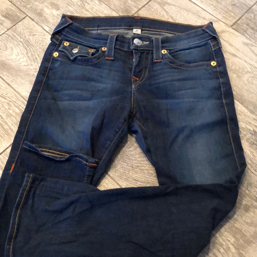 True Religion Dark Wash Capri